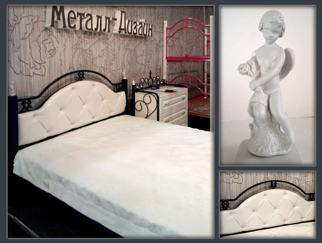 Кровать двухспальная изголовье из кожзама Эсмеральда Металл-Дизайн